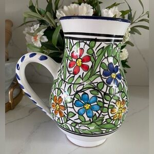 handcrafted Mexican Talavera ceramic pitcher colorful hand-painted